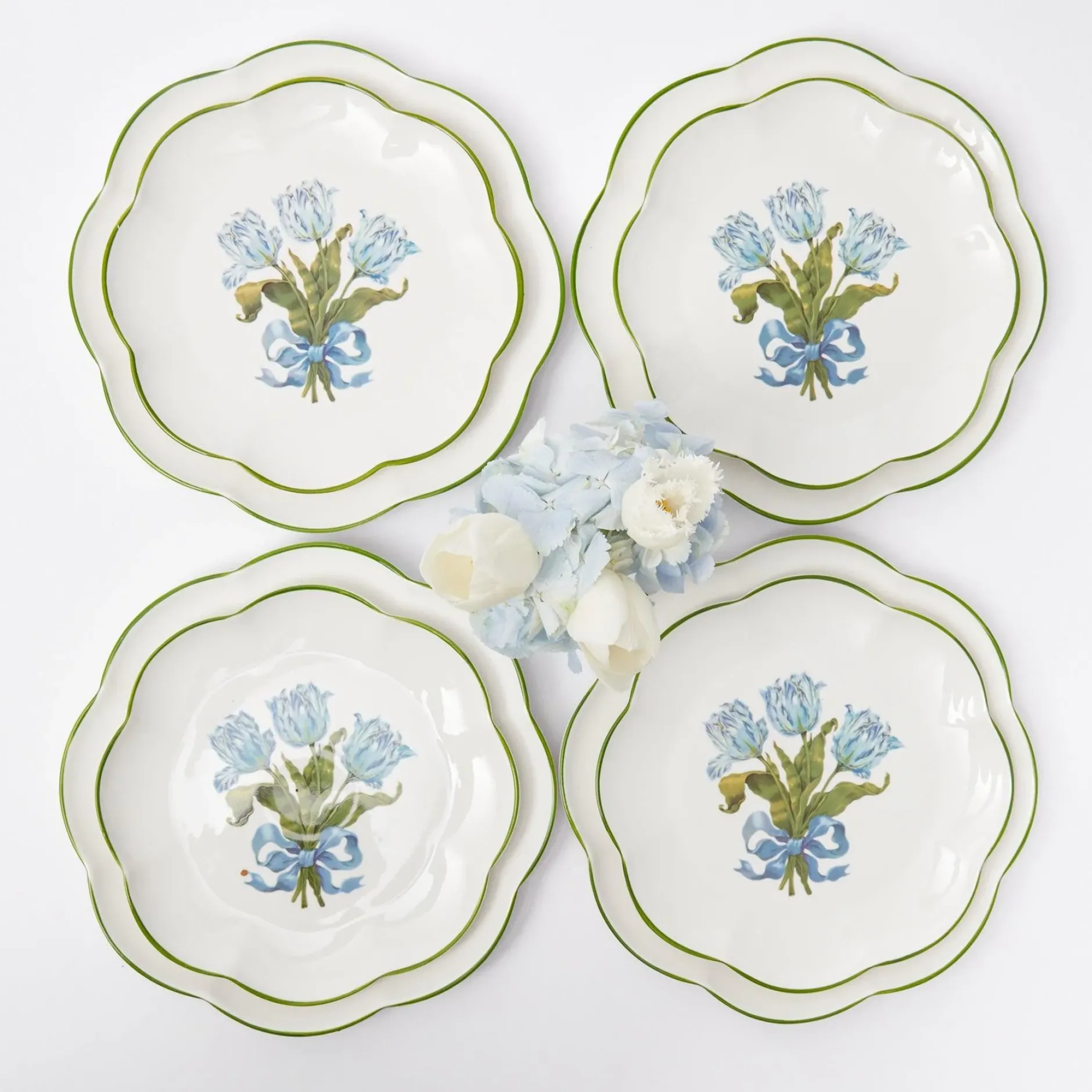 Outlet Mrs. Alice Blue Tulip Dinner & Starter Plates (Set Of 8)