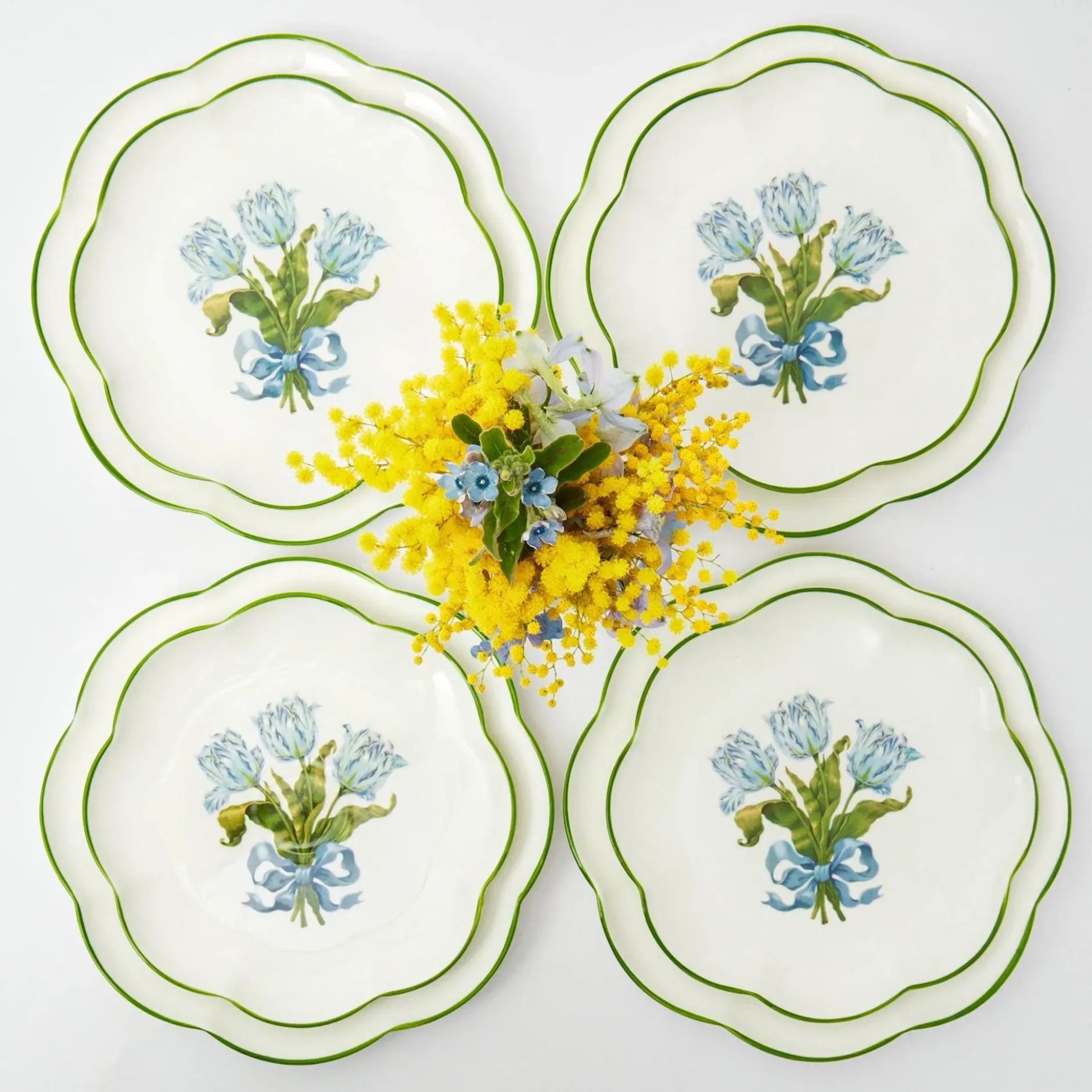 Outlet Mrs. Alice Blue Tulip Dinner & Starter Plates (Set Of 8)