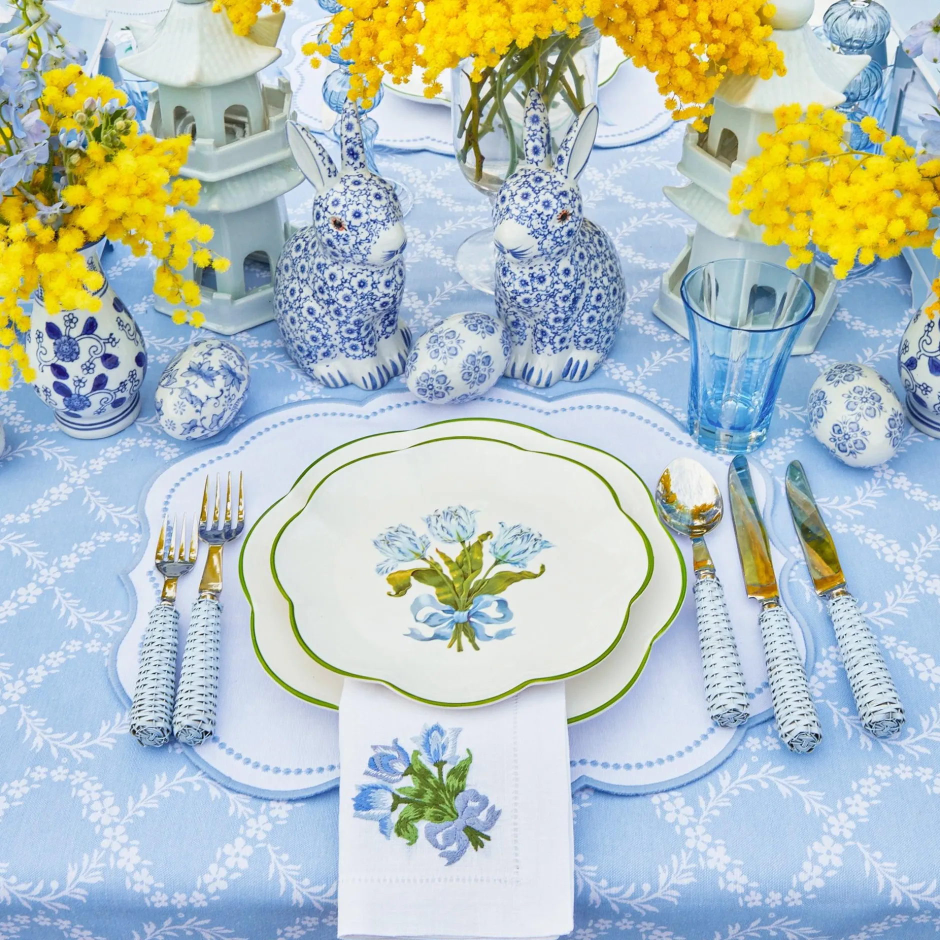 Online Mrs. Alice Blue Tulip Dinner & Starter Plates (Set Of 8)