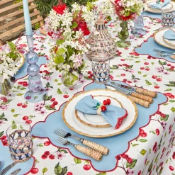 Online Mrs. Alice Blue With Red Scallop Placemats & Napkins (Set Of 4)