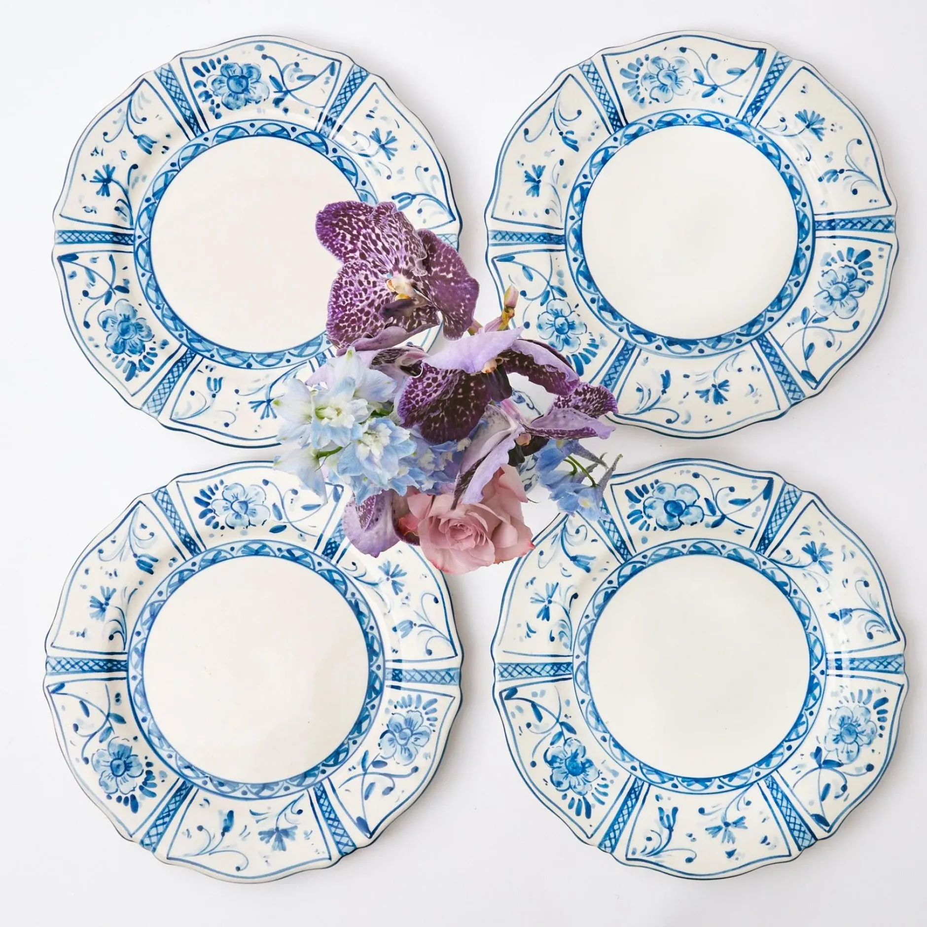 New Mrs. Alice Cadiz Hand Painted Dinner Plates (Set Of 4)