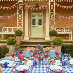 Sale Mrs. Alice Camilla Blue & Red Linen Placemats (Set Of 4)