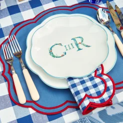 Sale Mrs. Alice Camilla Blue & Red Linen Placemats (Set Of 4)