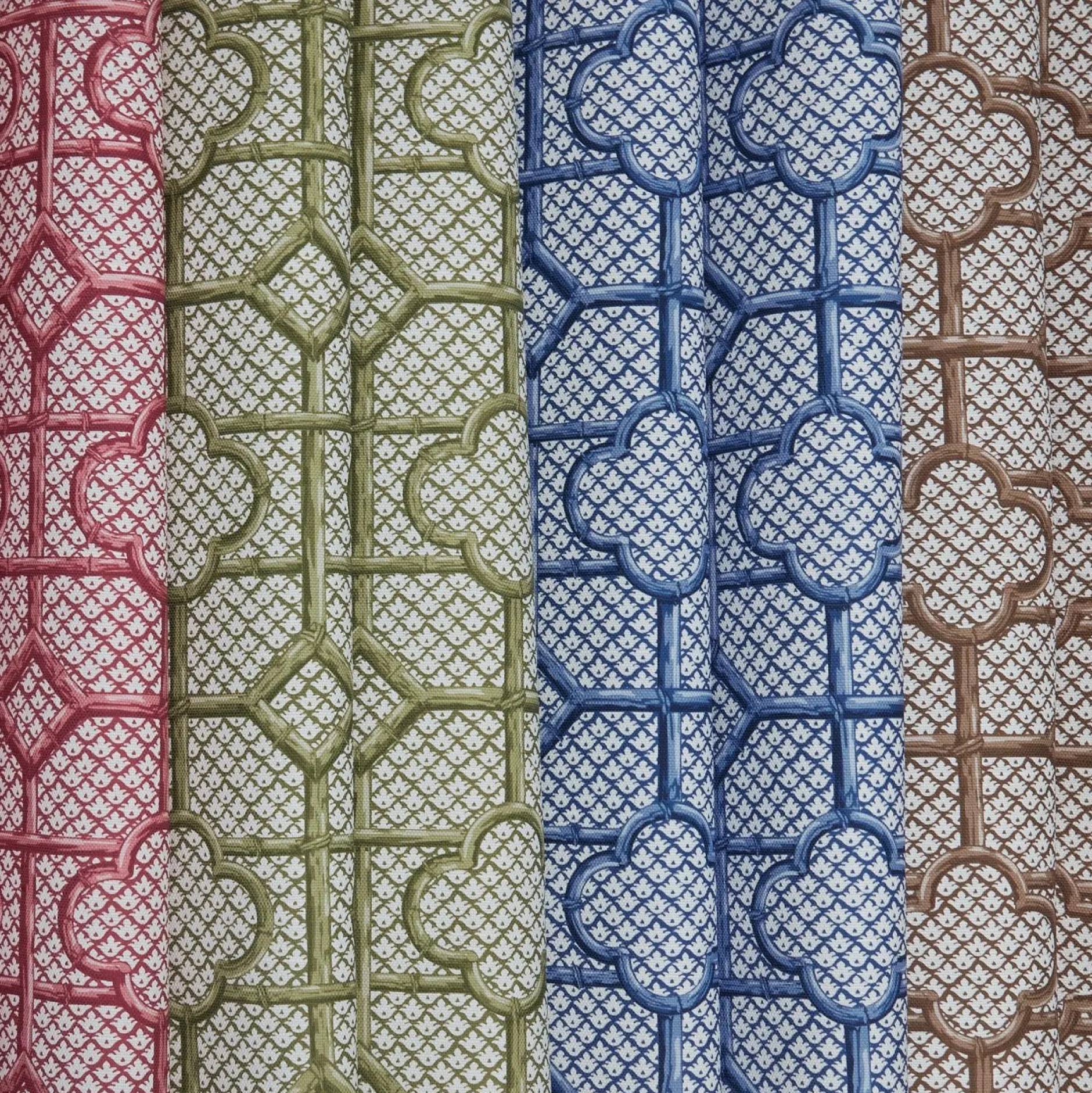 Discount Mrs. Alice Chestnut Brown Bamboo Trellis Fabric