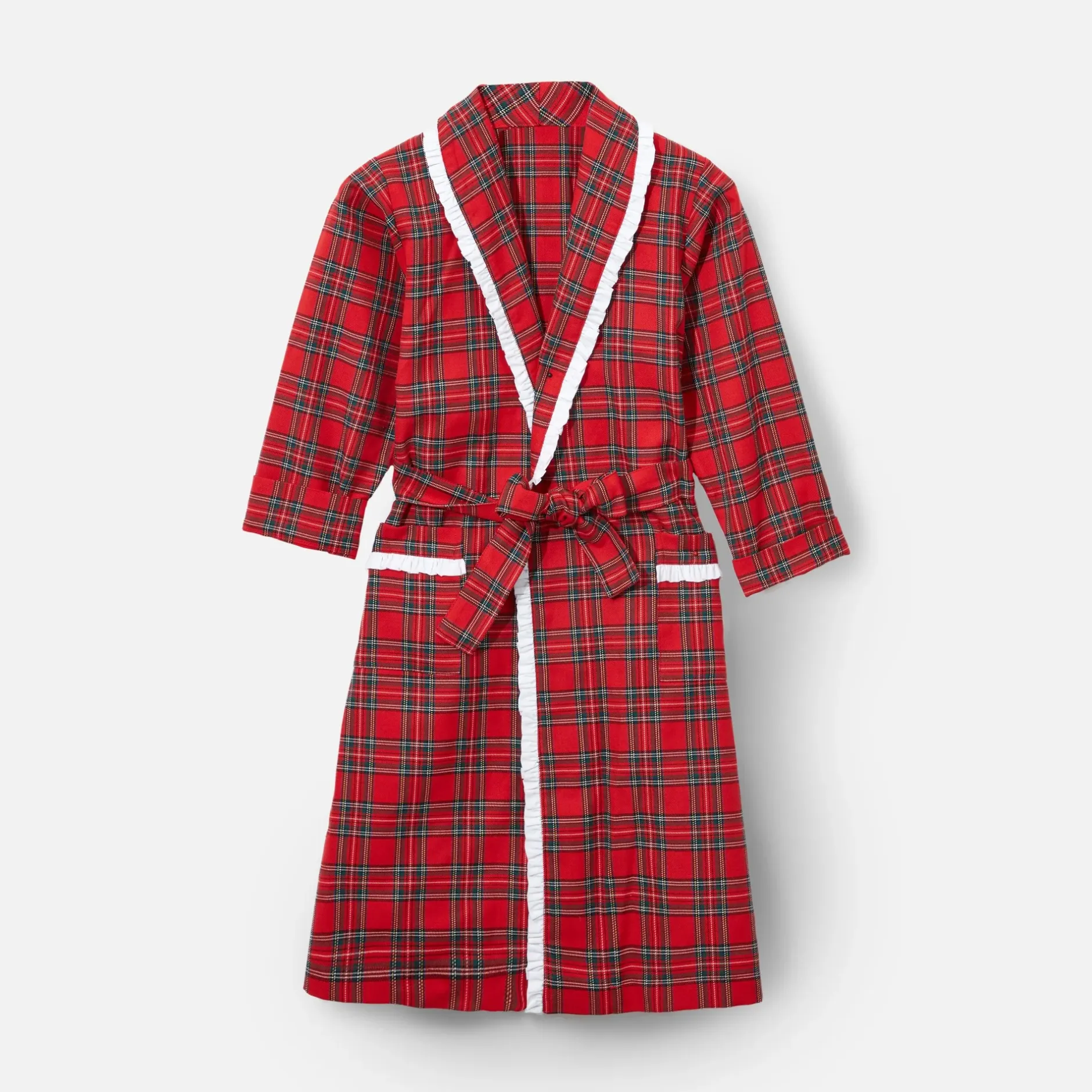 Outlet Mrs. Alice Children's Red Tartan Frilled Dressing Gown