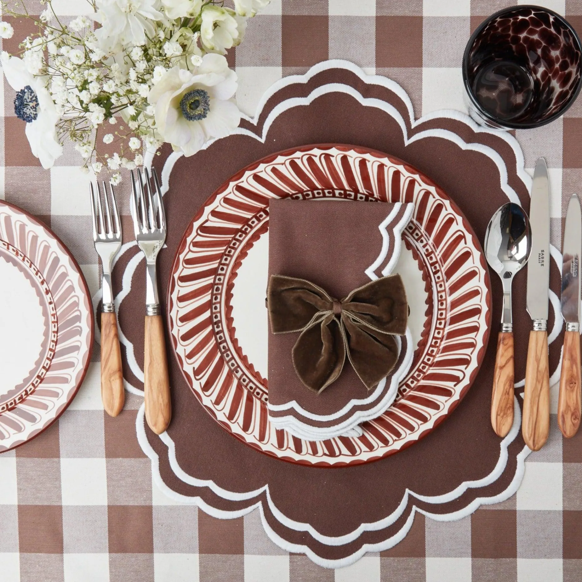 New Mrs. Alice Chocolate Gingham Tablecloth