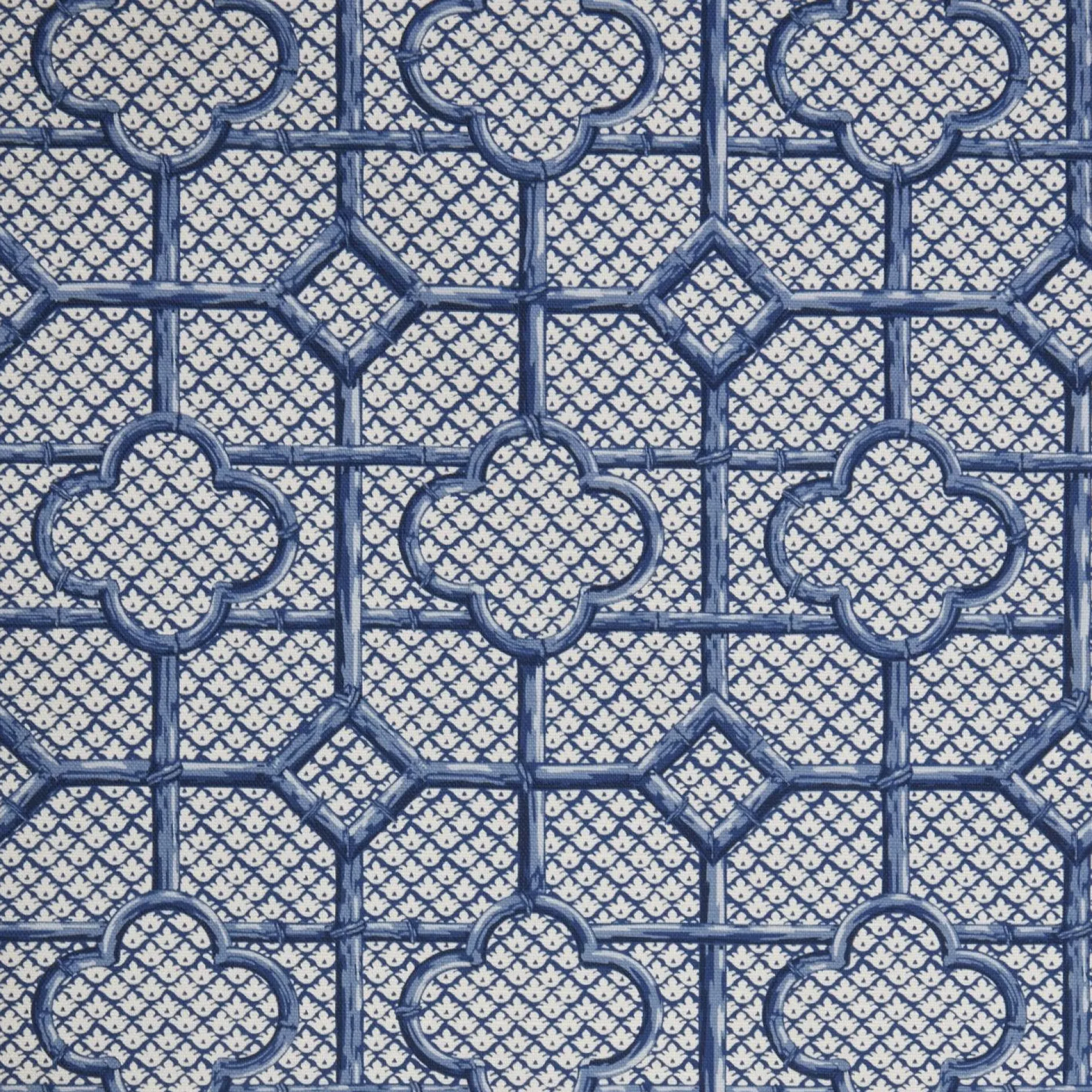 Outlet Mrs. Alice Cobalt Blue Bamboo Trellis Fabric