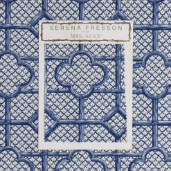 Outlet Mrs. Alice Cobalt Blue Bamboo Trellis Fabric
