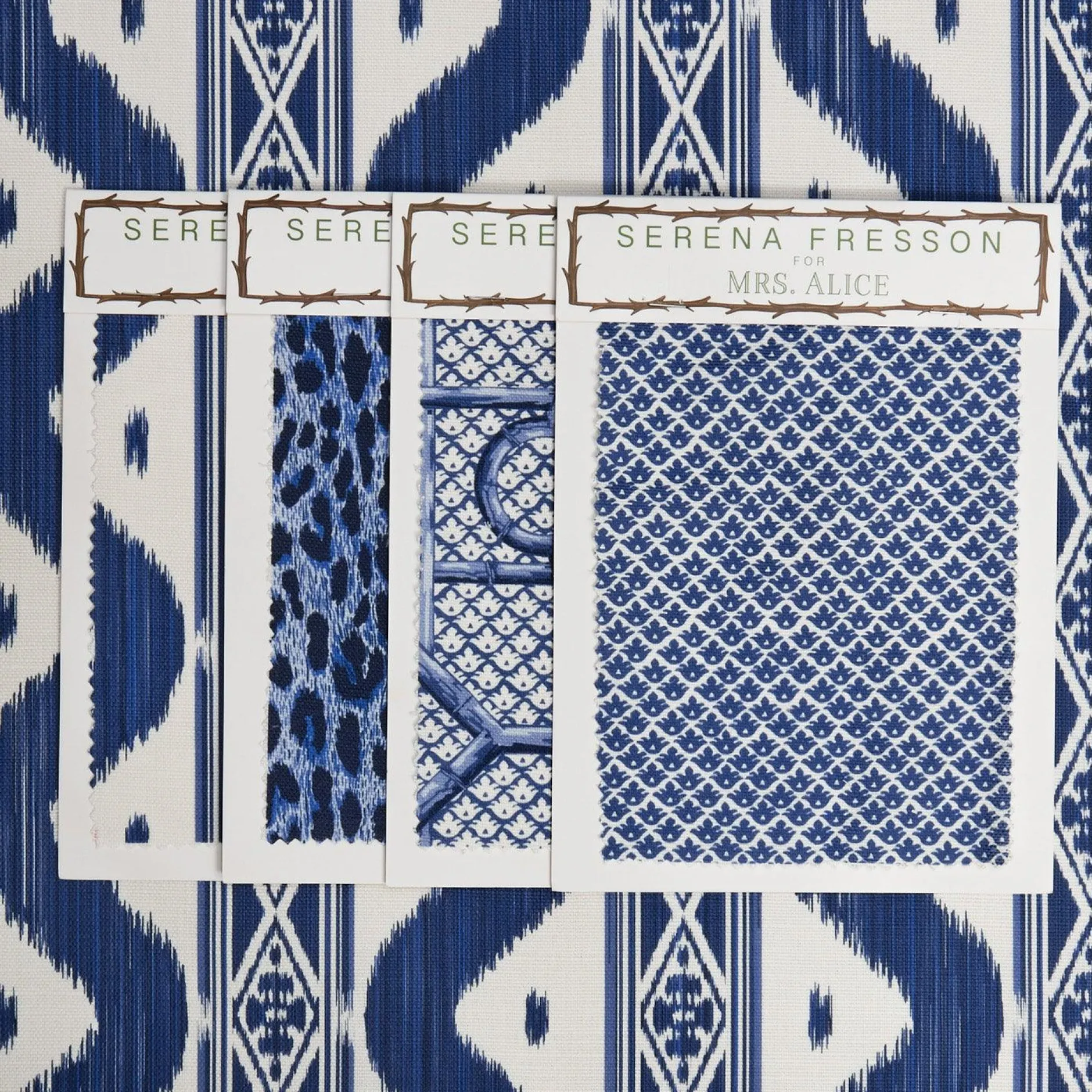 Discount Mrs. Alice Cobalt Blue Ikat Stripe Fabric