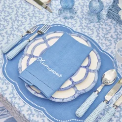 Best Mrs. Alice Compliment Blue Linen Napkins (Set Of 8)