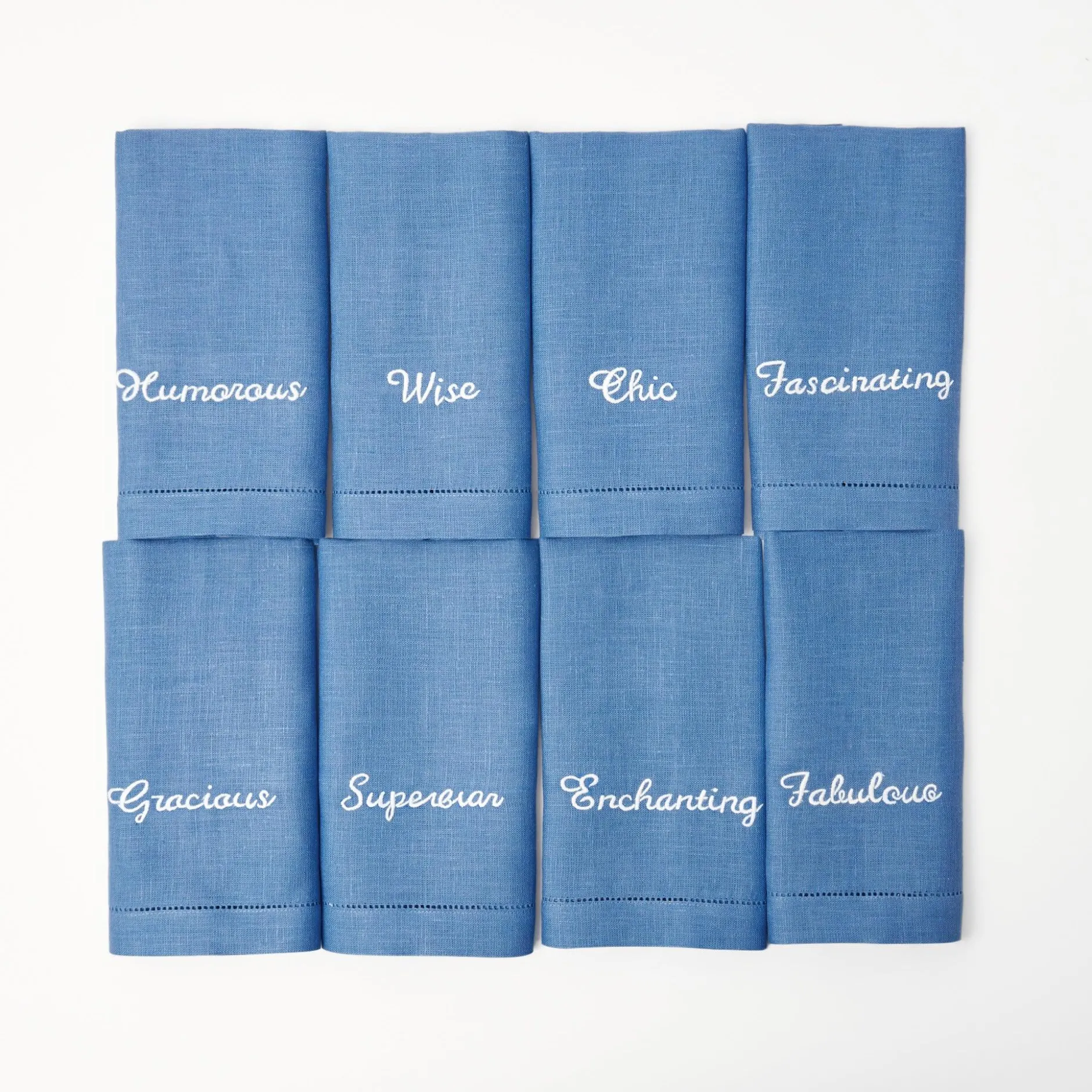 Best Mrs. Alice Compliment Blue Linen Napkins (Set Of 8)
