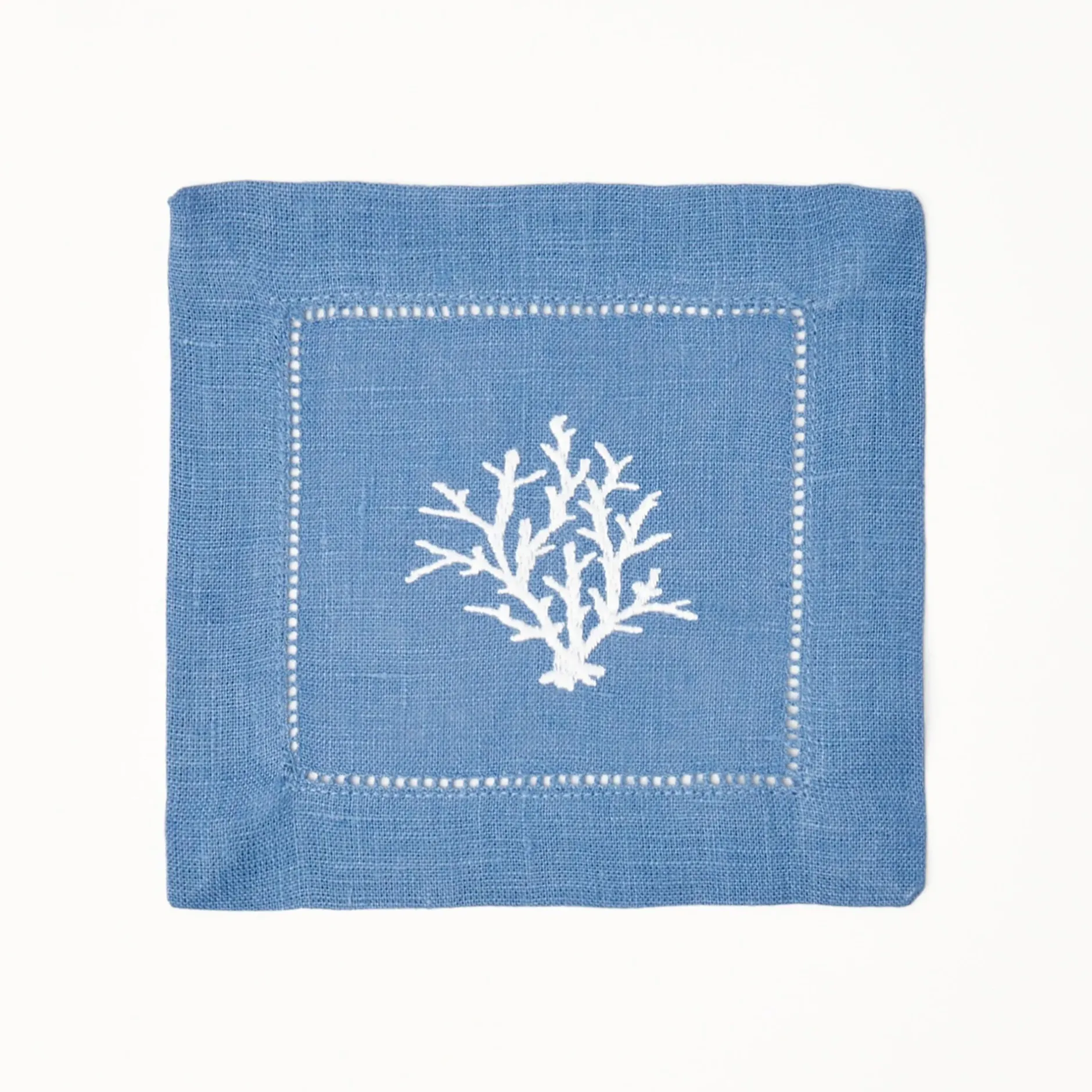 Discount Mrs. Alice Coral Blue Linen Cocktail Napkins (Set Of 4)
