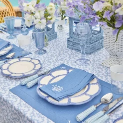 Discount Mrs. Alice Coral Blue Linen Placemats (Set Of 4)