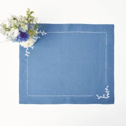Discount Mrs. Alice Coral Blue Linen Placemats (Set Of 4)