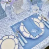 Hot Mrs. Alice Coral Blue Linen Placemats & Napkins (Set Of 4)