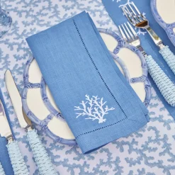 New Mrs. Alice Coral Blue Linen Set