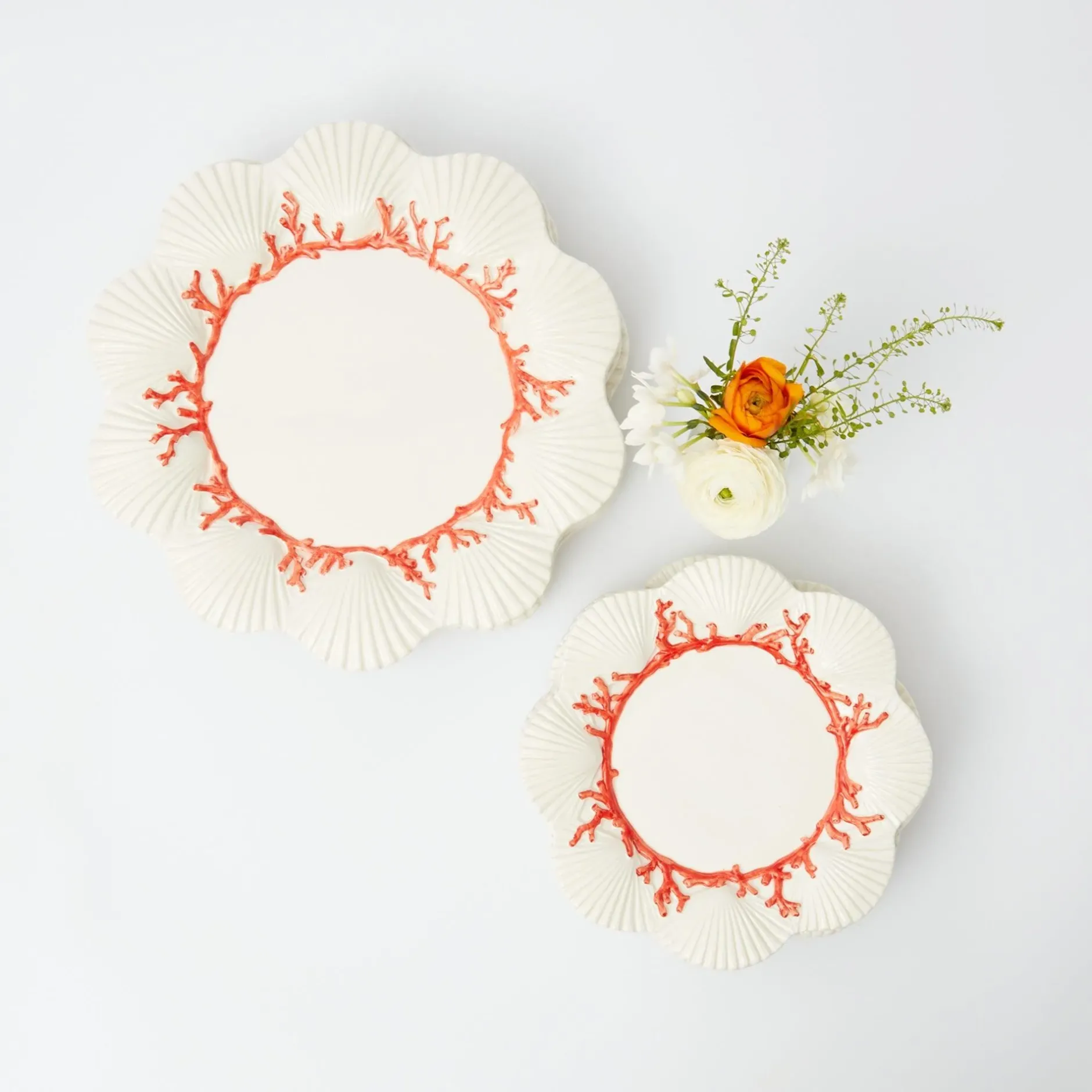 New Mrs. Alice Coral Dinner & Starter Plates (Set Of 8)