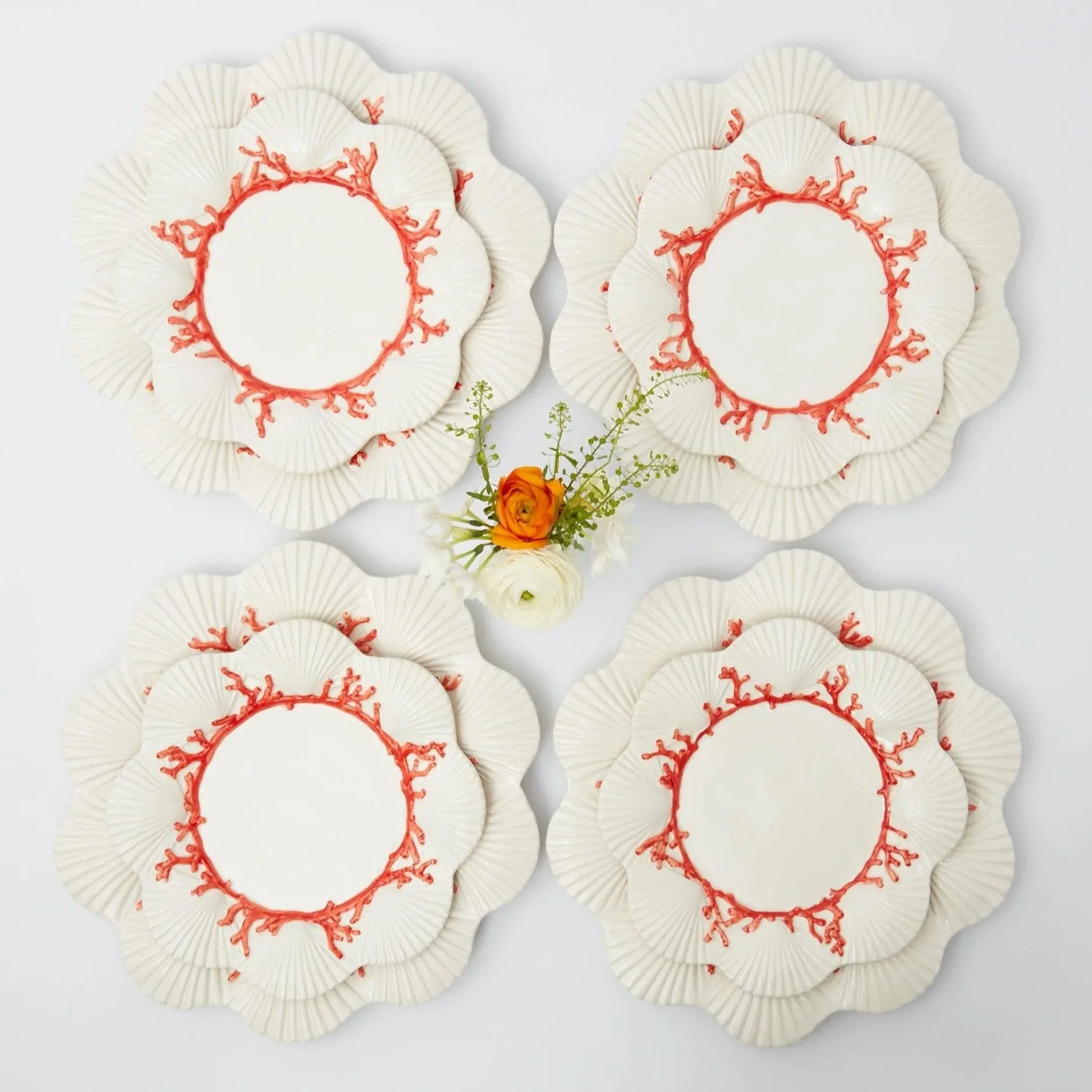 Outlet Mrs. Alice Coral Dinner & Starter Plates (Set Of 8)