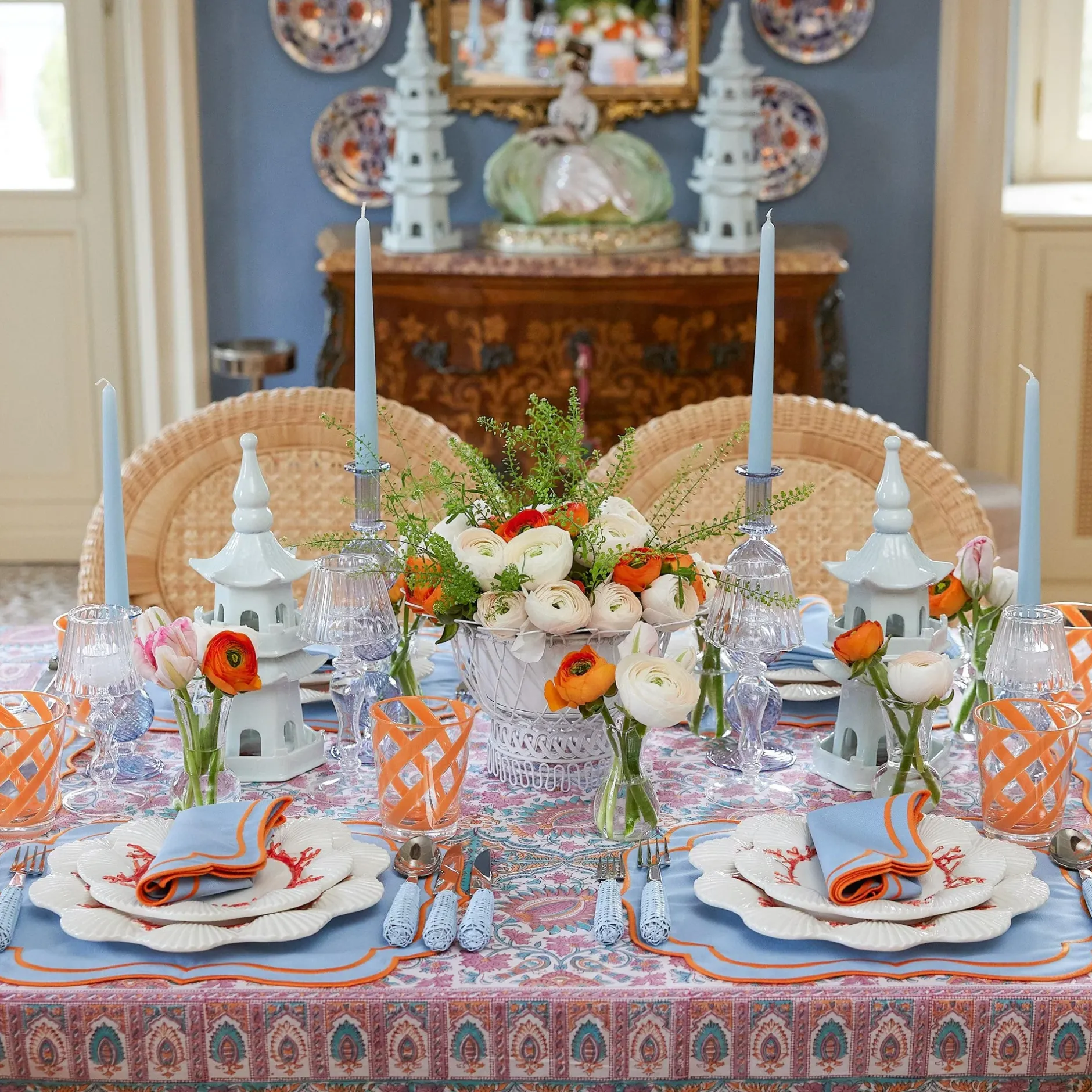Mrs. Alice Coral Dinner & Starter Plates (Set Of 8)