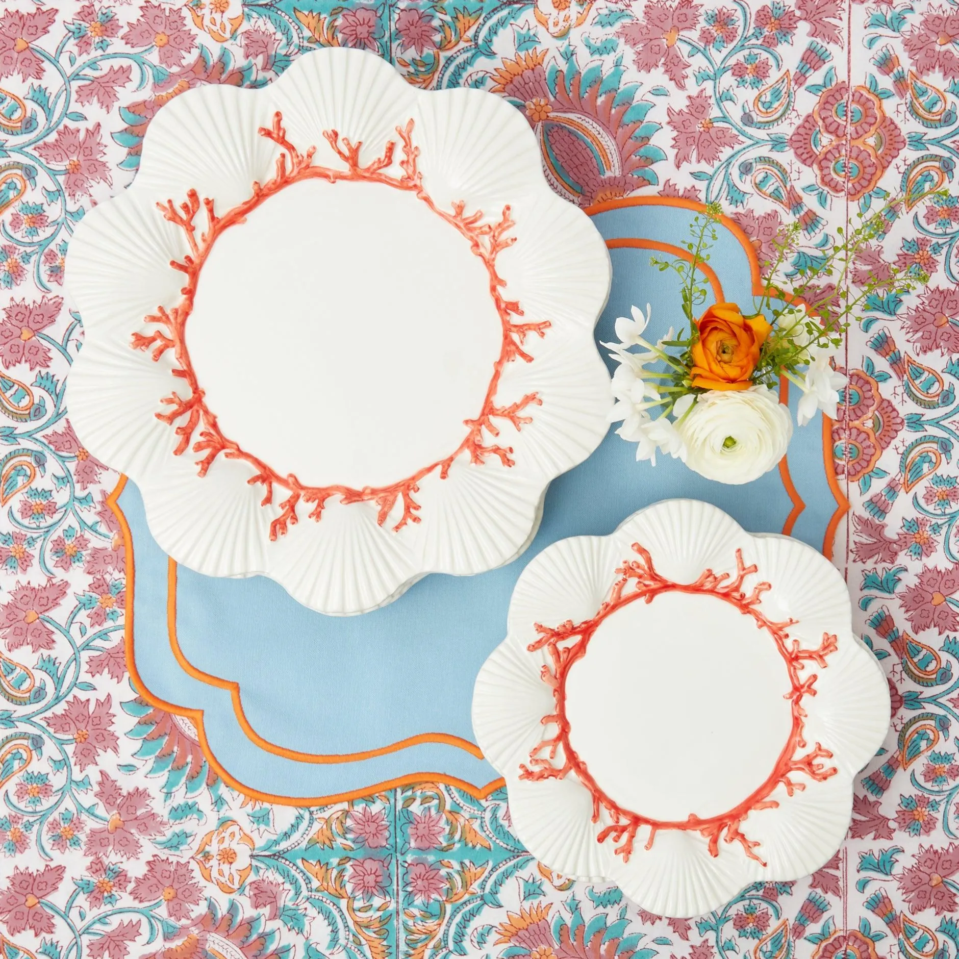 Mrs. Alice Coral Dinner & Starter Plates (Set Of 8)
