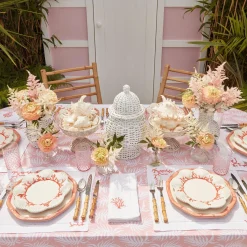 Clearance Mrs. Alice Coral Linen Placemats & Napkins (Set Of 4)