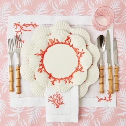 Mrs. Alice Coral Linen Placemats (Set Of 4)