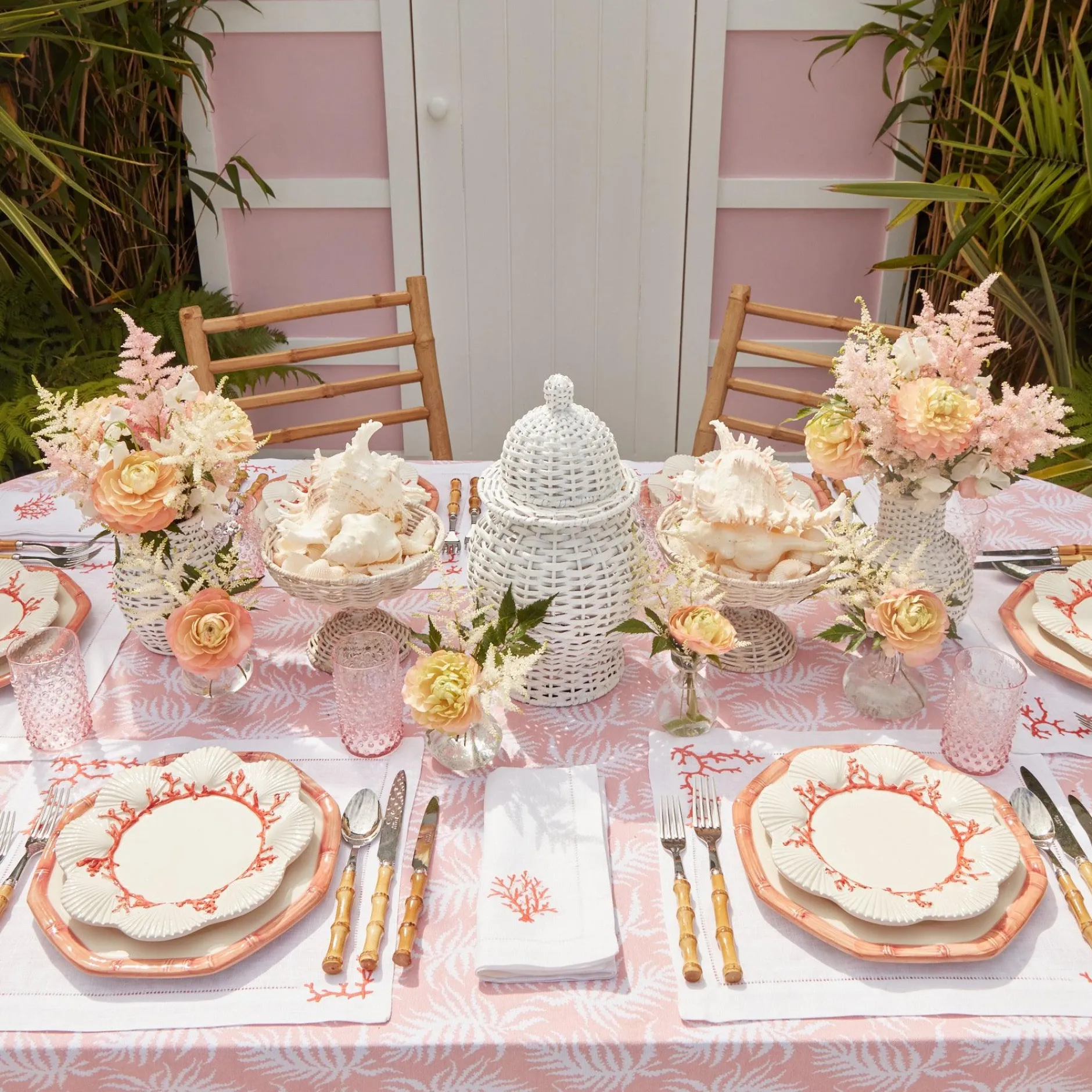 Mrs. Alice Coral Linen Placemats (Set Of 4)