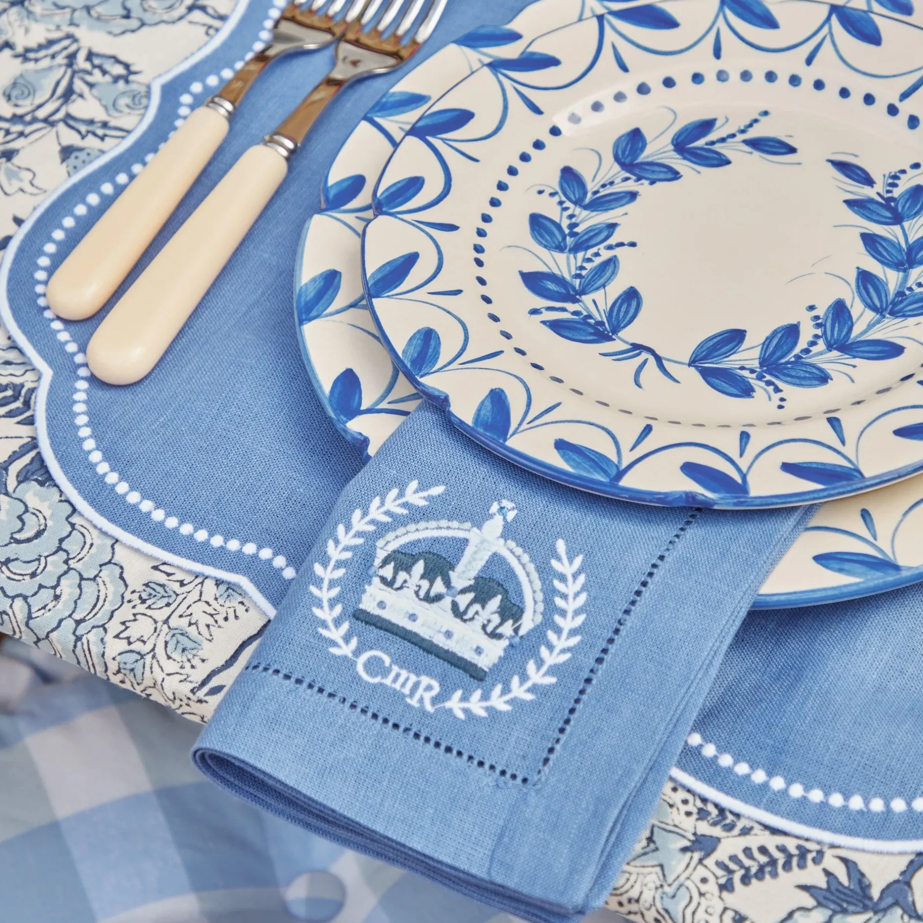 Clearance Mrs. Alice Coronation Blue Linen Napkins (Set Of 4)