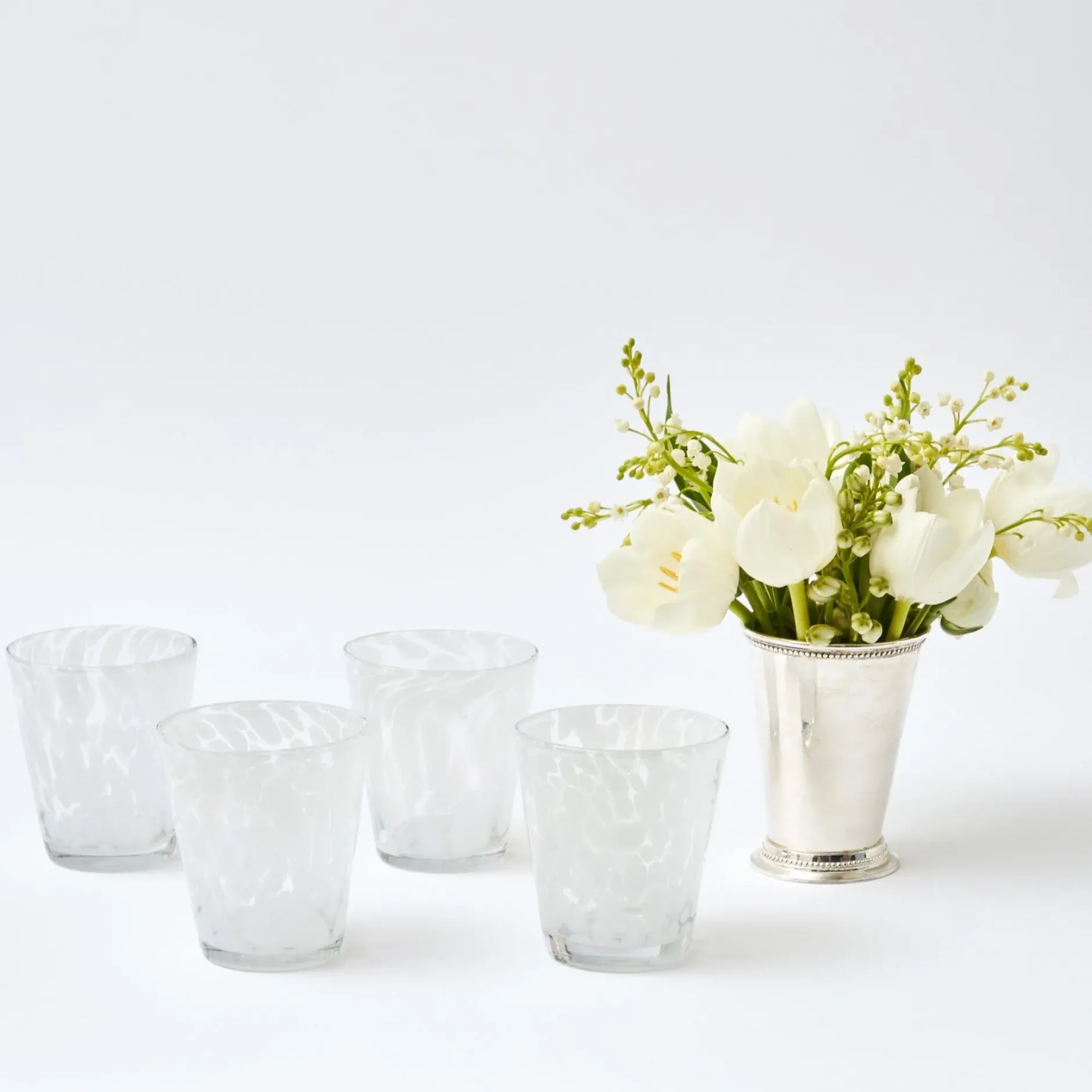 Discount Mrs. Alice Dappled White Water Glasses (Set Of 4)
