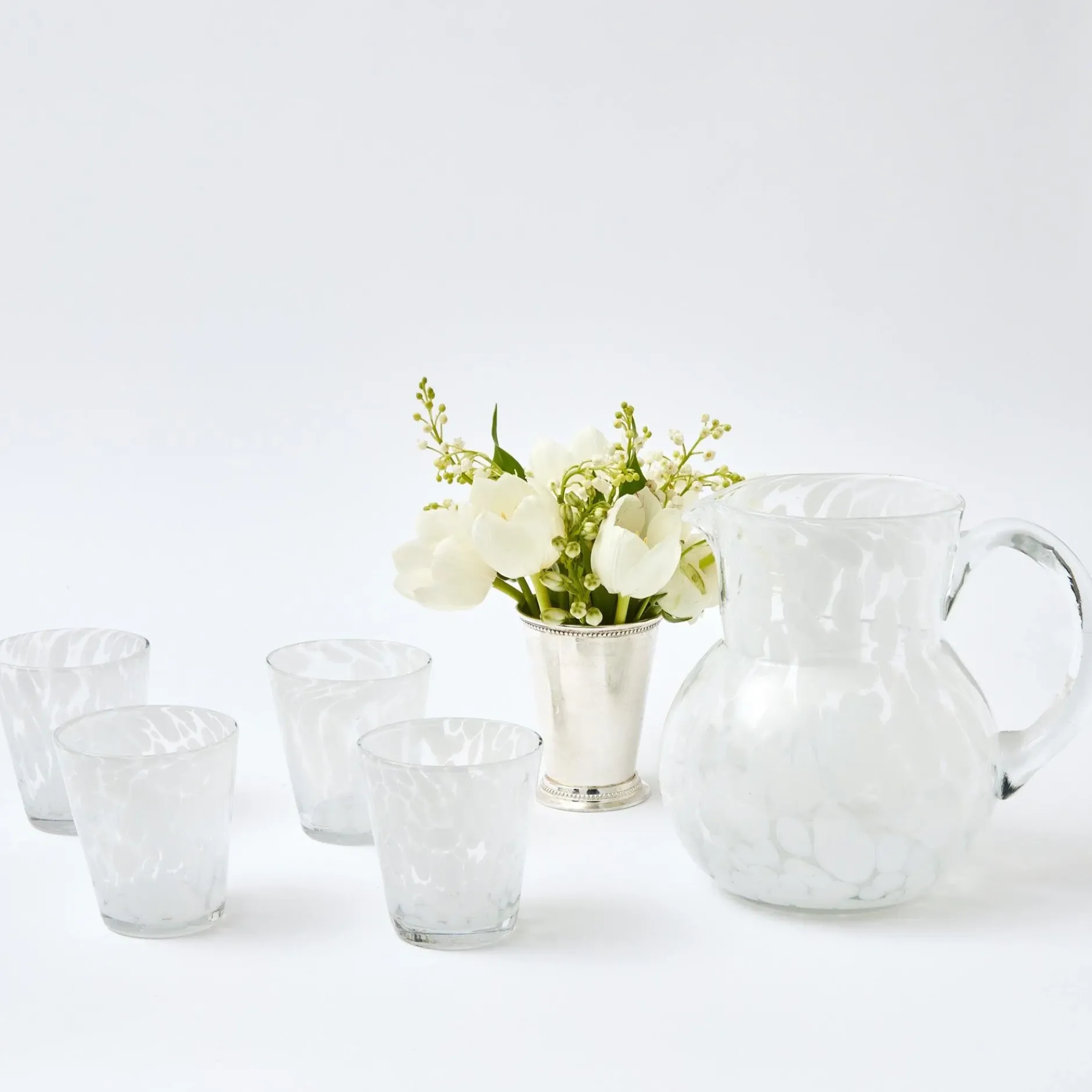 Discount Mrs. Alice Dappled White Water Glasses (Set Of 4)