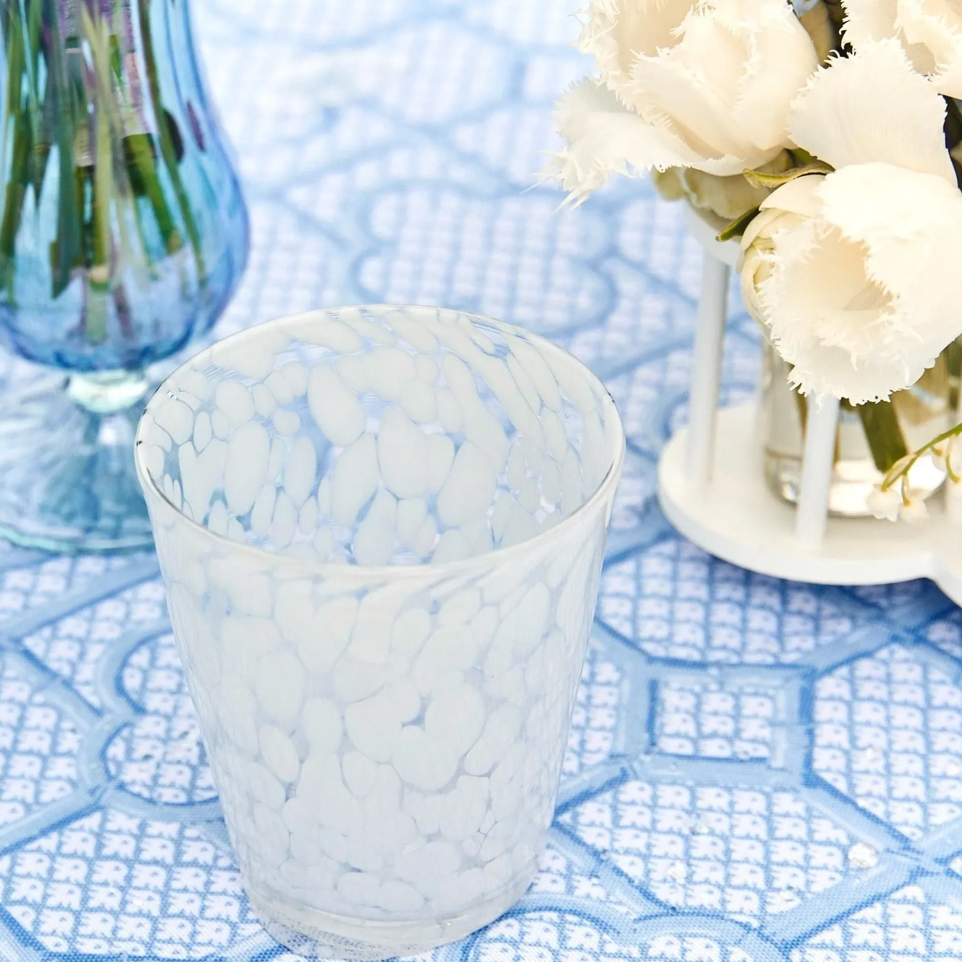 Discount Mrs. Alice Dappled White Water Glasses (Set Of 4)