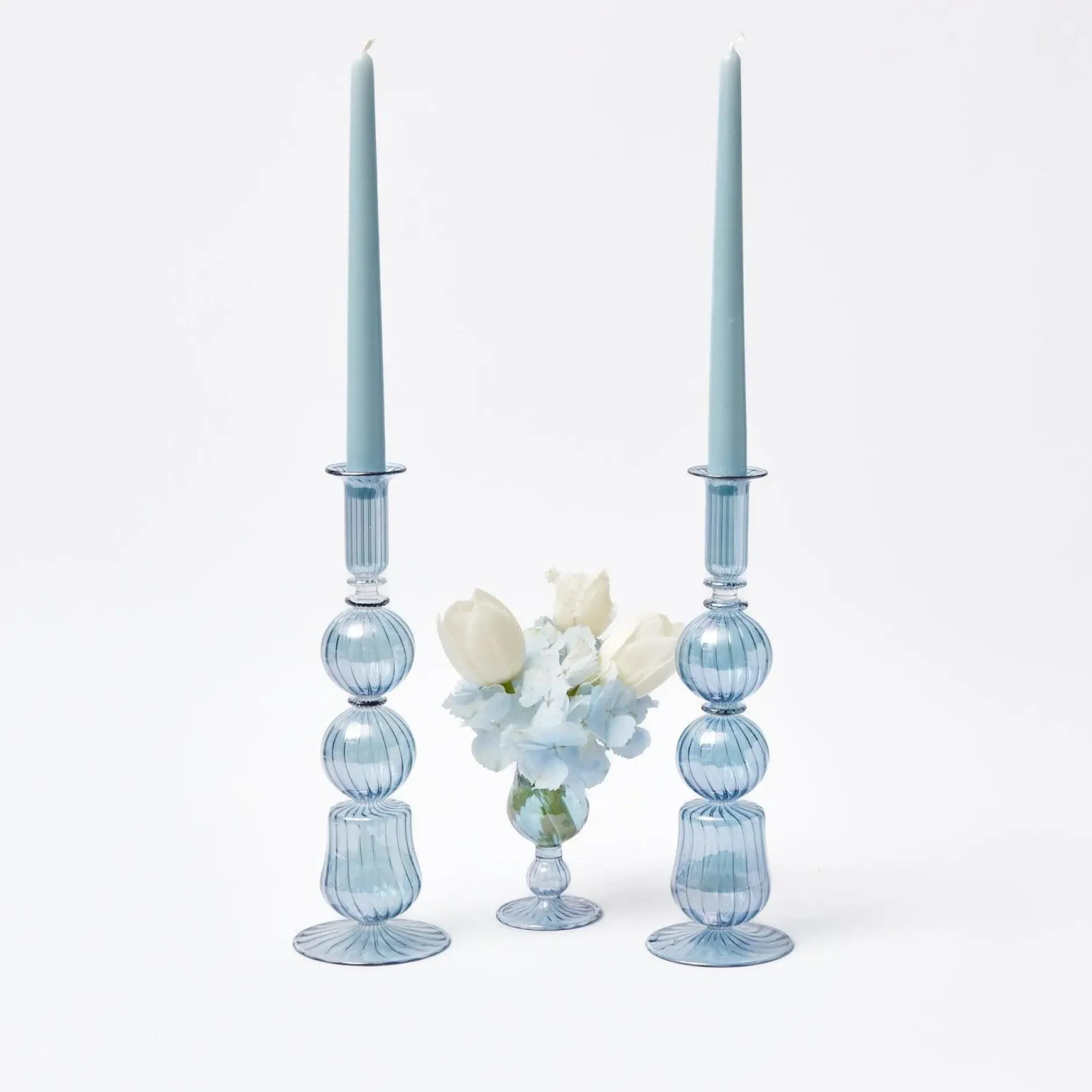 Best Mrs. Alice Delphine Blue Candle Holders (Pair)
