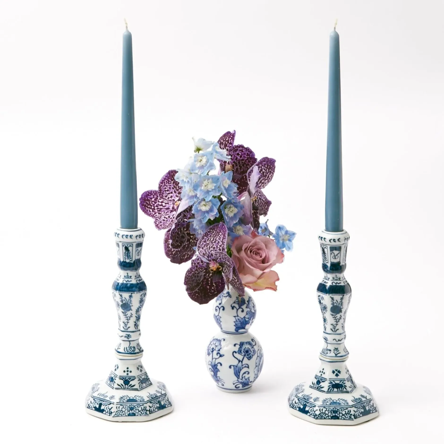 Mrs. Alice Dusty Blue Candles (Set Of 8)