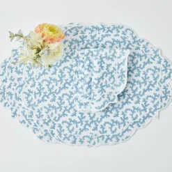 Outlet Mrs. Alice Edie Blue Coral Placemats & Napkins (Set Of 4)
