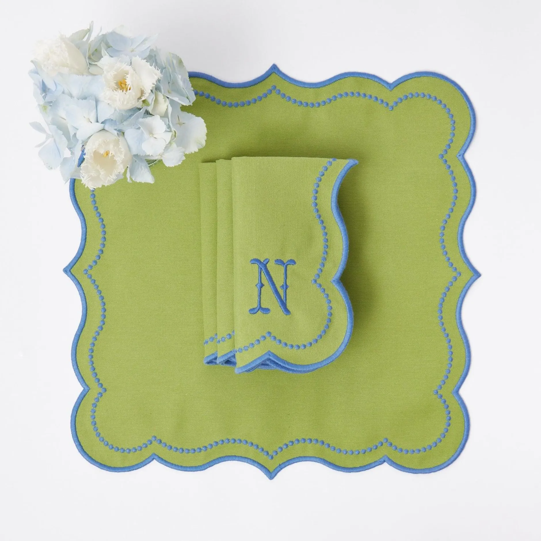Mrs. Alice Eloise Green And Blue Napkins (Set Of 4)