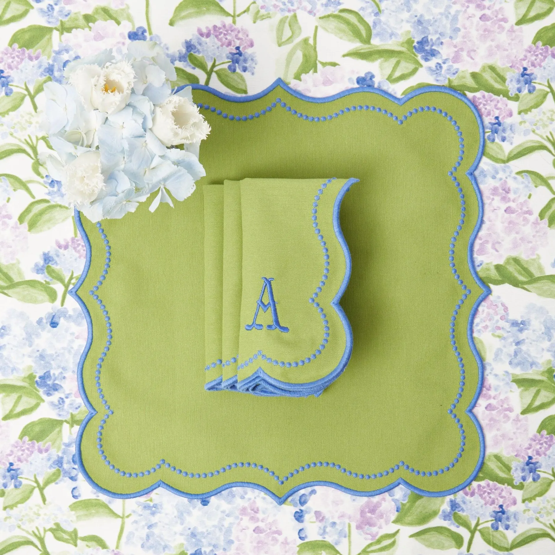 Mrs. Alice Eloise Green And Blue Napkins (Set Of 4)