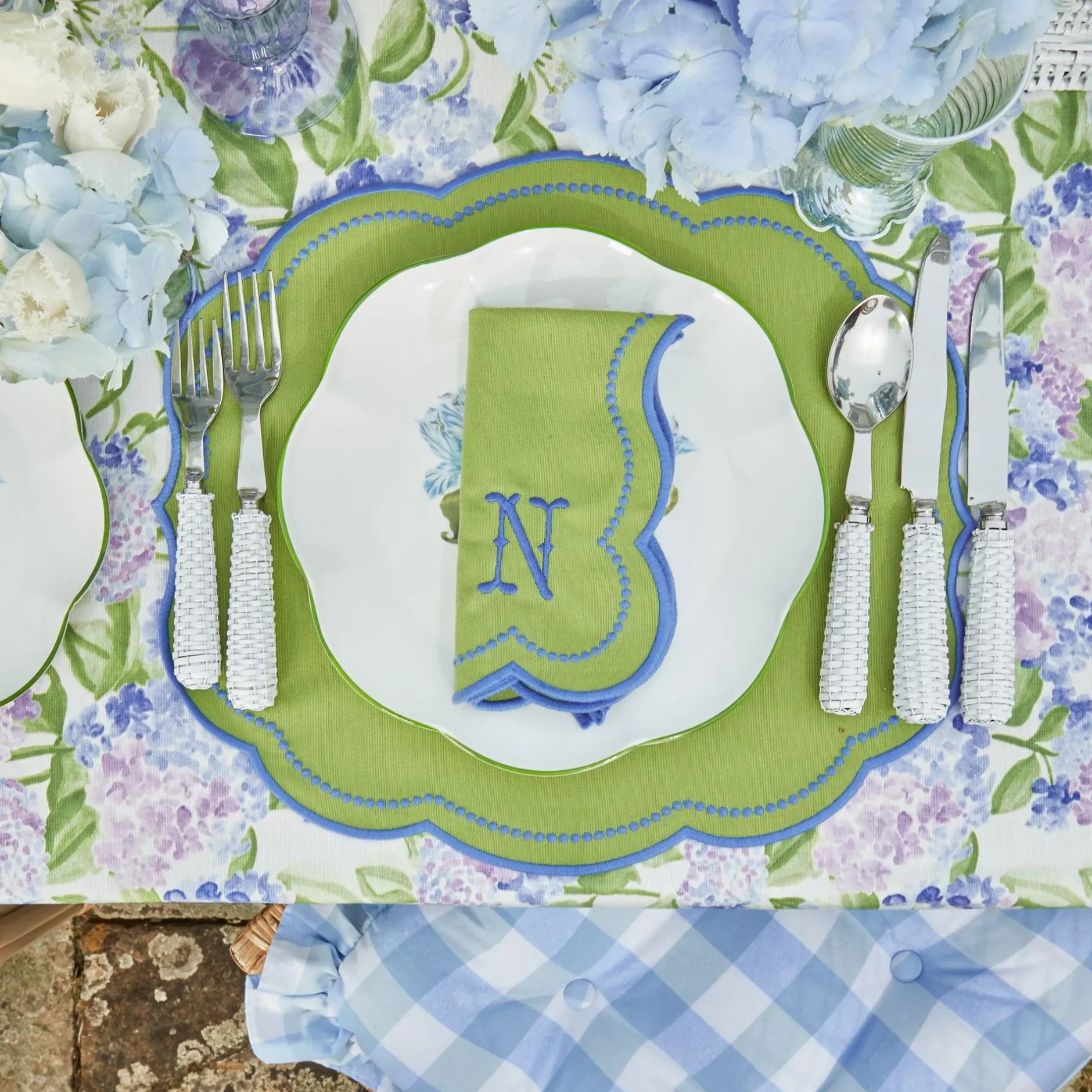 Outlet Mrs. Alice Eloise Green And Blue Placemats & Napkins (Set Of 4)