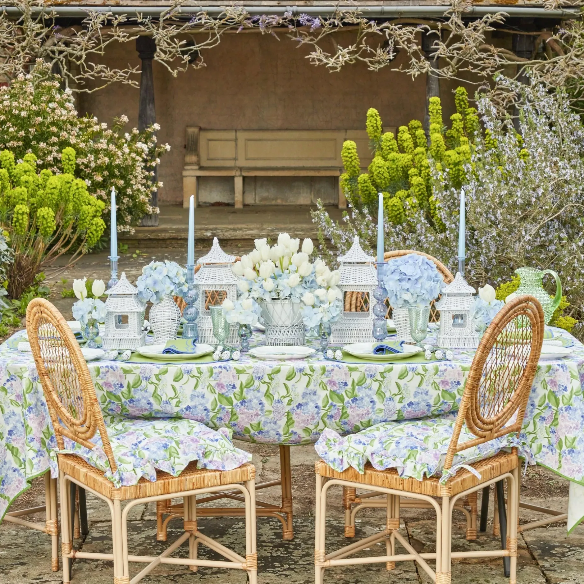 Outlet Mrs. Alice Eloise Green And Blue Placemats & Napkins (Set Of 4)