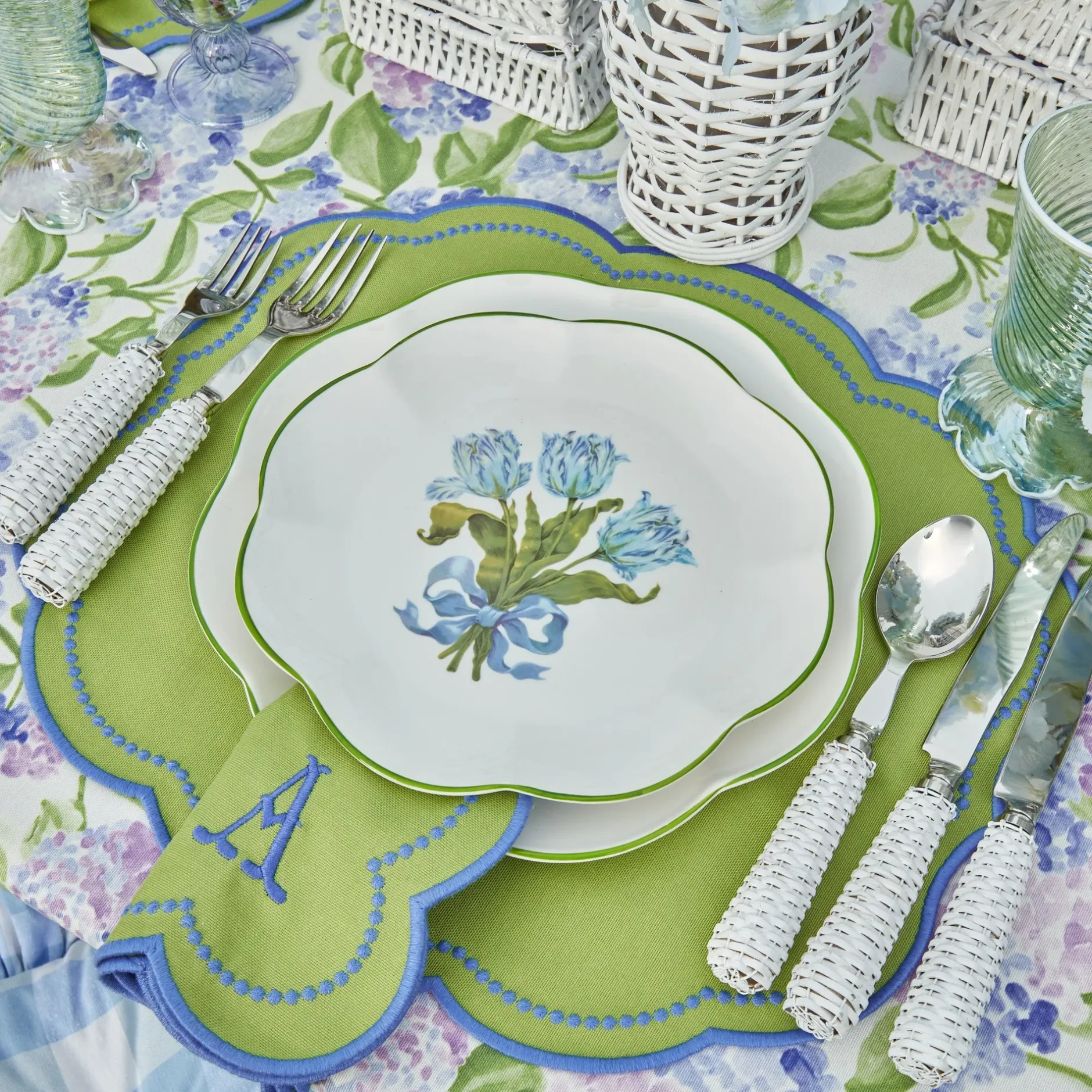 Discount Mrs. Alice Eloise Green And Blue Placemats (Set Of 4)