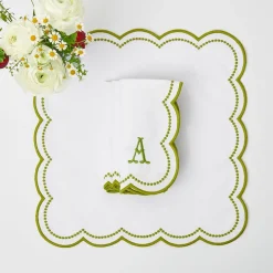 Best Mrs. Alice Elsa White & Green Napkins (Set Of 4)