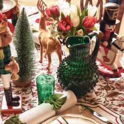 Mrs. Alice Emerald Green Hobnail Glasses & Jug Set