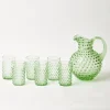 Hot Mrs. Alice Emerald Hobnail Glasses & Jug Set