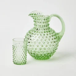 Hot Mrs. Alice Emerald Hobnail Glasses & Jug Set