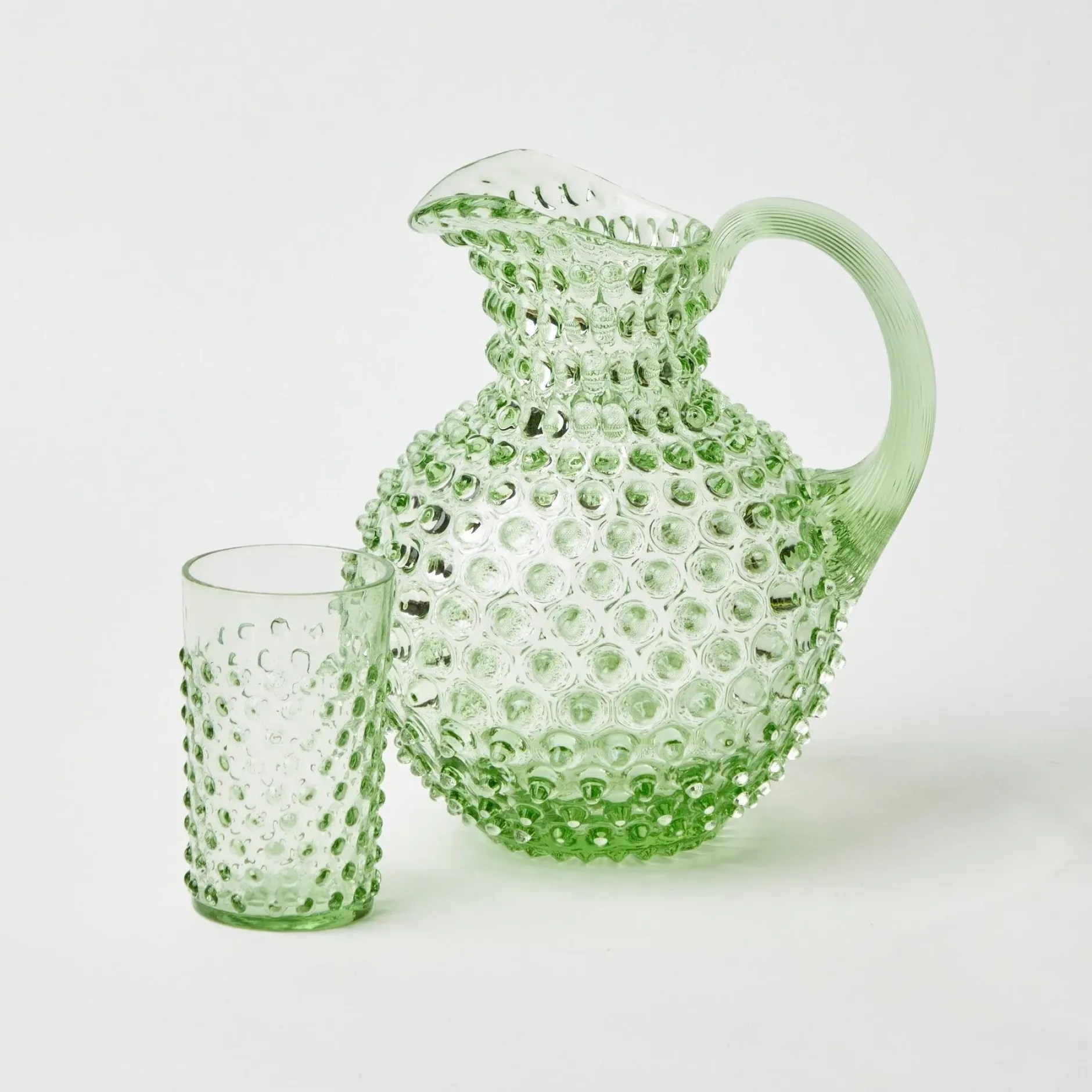 Clearance Mrs. Alice Emerald Hobnail Glasses & Jug Set