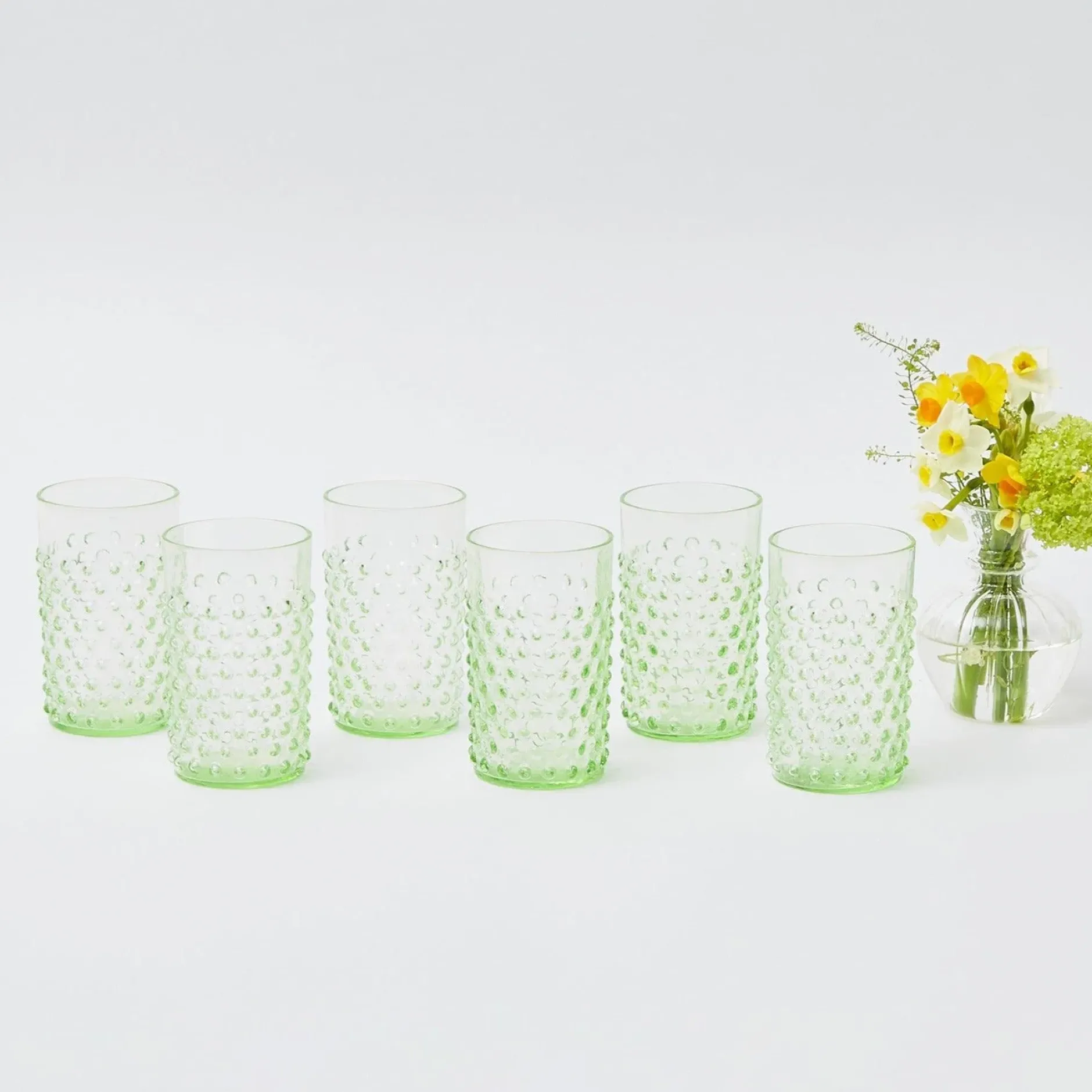 Clearance Mrs. Alice Emerald Hobnail Glasses (Set Of 6)