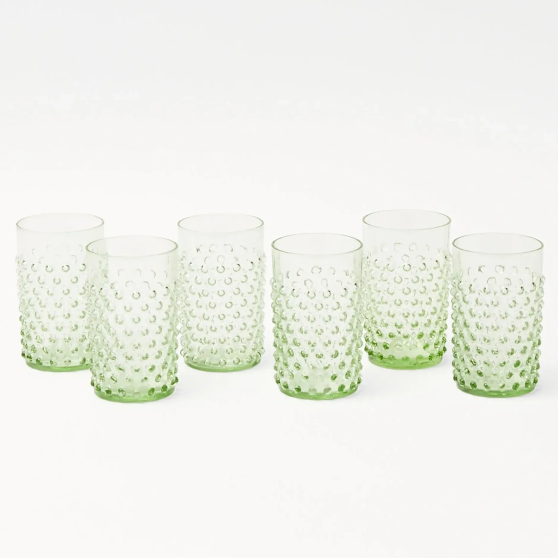 Clearance Mrs. Alice Emerald Hobnail Glasses (Set Of 6)