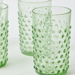 Clearance Mrs. Alice Emerald Hobnail Glasses (Set Of 6)