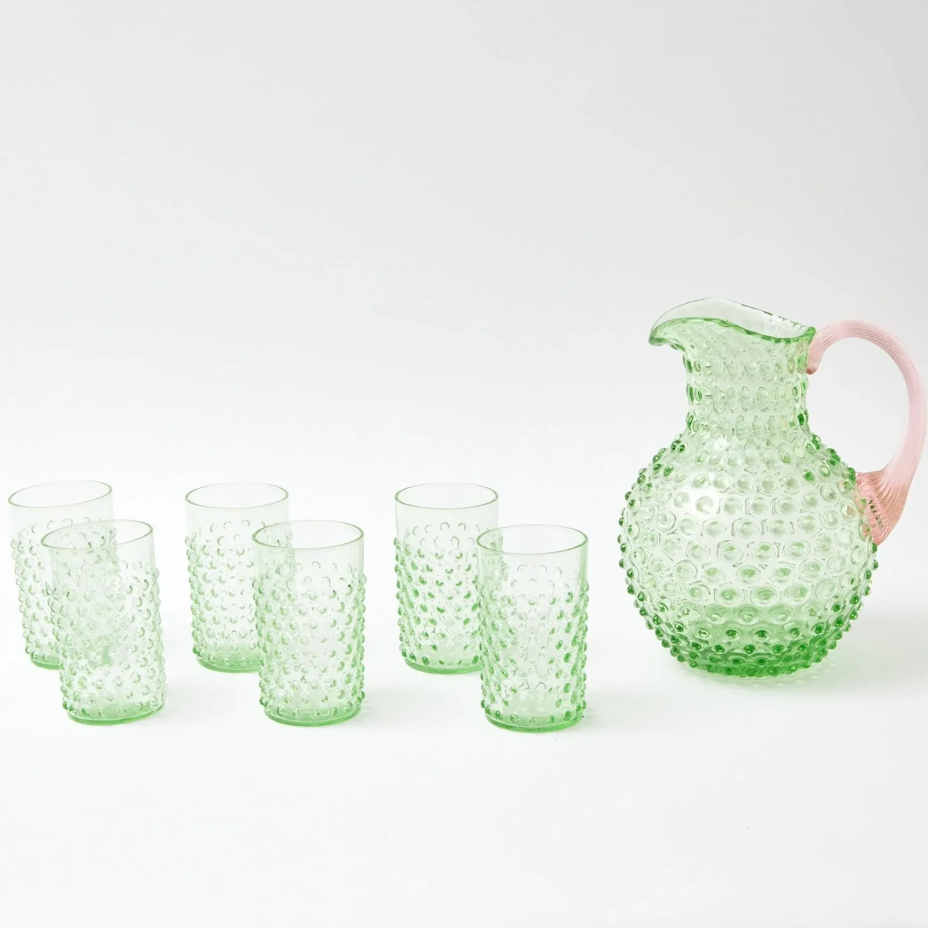Discount Mrs. Alice Emerald Hobnail Jug With Rose Handle & Glasses (Set Of 6)
