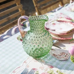 Best Mrs. Alice Emerald Hobnail Jug With Rose Handle & Glasses (Set Of 6)