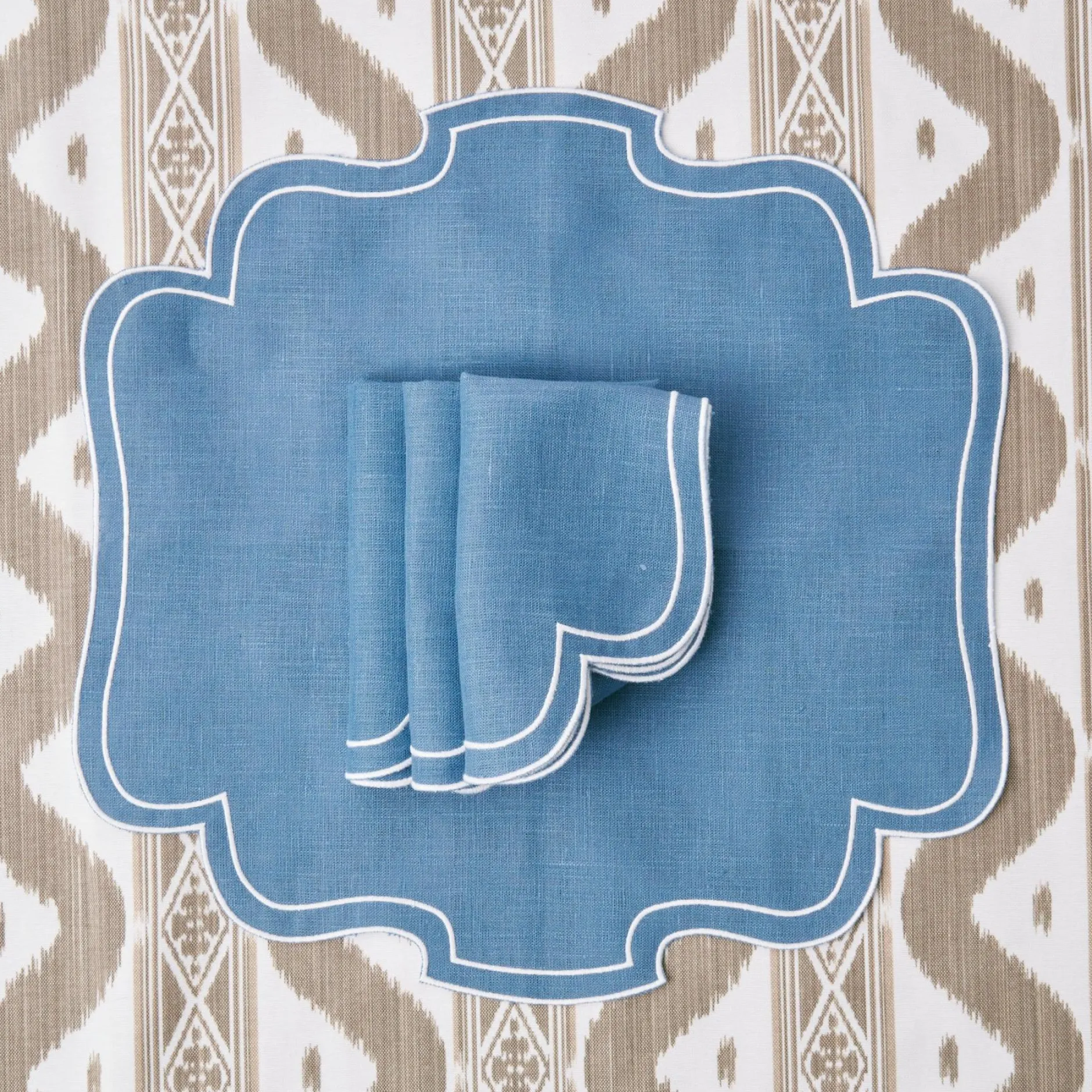 Online Mrs. Alice Eve Blue Linen Napkins (Set Of 4)